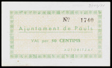 Paüls dels Ports. 50 céntimos. (T. 2078d). Escaso. EBC.