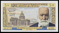 Francia. 1965. Banco de Francia. 5 francos nuevos. (Pick 141a). 1 de julio, Víctor Hugo. Ondulaciones del papel. Raro. S/C-.