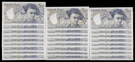 Francia. 1980 a 1991. Banco de Francia. 50 francos. Maurice Quentin de la Tour - Palacio de Versailles. 25 billetes con distintas fechas. Algunos corr...