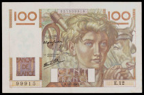 Francia. 1945. Banco de Francia. 100 francos. (Pick 128a). 7 de noviembre. Firmas: P. Rousseau y R. Favre-Gilly. MBC+.