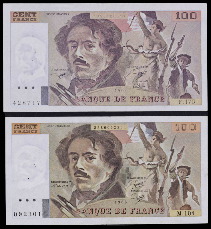 Francia. 1986 y 1990. Banco de Francia. 100 francos. (Pick 154b). Eugène Delacro...
