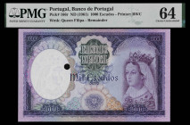 Portugal. s/d (1961). Banco de Portugal. 1000 escudos. (Pick 166r). Filipa de Lencastre. Un taladro. Certificado por la PMG como 64 Choice Uncirculate...