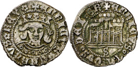 Enrique IV (1454-1474). Sevilla. Medio cuartillo. (Imperatrix E4:15.34, mismo ejemplar) (AB. 780.2 var). 1,53 g. MBC-.