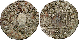 Enrique IV (1454-1474). Sevilla. Medio cuartillo. (Imperatrix E4:15.39 (50), mismo ejemplar) (AB. falta). 1,32 g. BC+.