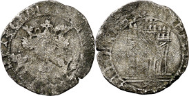 Enrique IV (1454-1474). Sevilla. Medio cuartillo. (Imperatrix E4:15.41) (AB. 780.4 var). Leyendas parcialmente visibles. 1,77 g. BC.