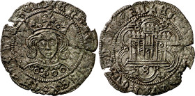 Enrique IV (1454-1474). Sevilla. Cuartillo. (Imperatrix E4:14.160, mismo ejemplar) (AB. 755.1). Grietas. Vellón rico. 2,33 g. MBC-.