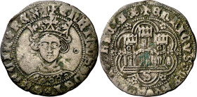 Enrique IV (1454-1474). Sevilla. Cuartillo. (Imperatrix E4:14.169, mismo ejemplar) (AB. falta). 3,10 g. MBC-.