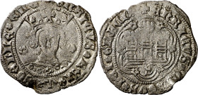 Enrique IV (1454-1474). Sevilla. Cuartillo. (Imperatrix E4:14.166, mismo ejemplar) (AB. 755.6 var). Doblez en borde del anverso. 2,49 g. MBC.