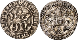 Enrique IV (1454-1474). Sevilla. Medio real. (Imperatrix E4:10.27, mismo ejemplar) (AB. 701 var). Oxidaciones limpiadas en anverso. 1,60 g. MBC-.