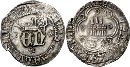 Enrique IV (1454-1474). Sevilla. Medio real. (Imperatrix E4:10.18) (AB. 701.1). Ligera doble acuñación. Rara. 1,65 g. MBC-.