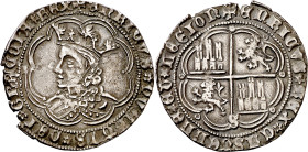 Enrique IV (1454-1474). Sevilla. Real de busto. (Imperatrix E4:9.17, mismo ejemplar) (AB. 685 var). Sin roeles en los ángulos de la orla en anverso. L...