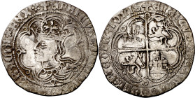 Enrique IV (1454-1474). Sevilla. Real de busto. (Imperatrix E4:9.28) (AB. 685). Ligeramente alabeada. 3,15 g. MBC-.