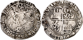 Enrique IV (1454-1474). Sevilla. Real de busto. (Imperatrix E4:9.28) (AB. 685). Peinado muy peculiar. Leones sin corona. 3,07 g. MBC-.