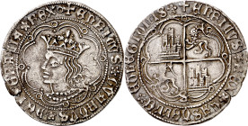 Enrique IV (1454-1474). Sevilla. Real de busto. (Imperatrix E4:9.30, mismo ejemplar) (AB. 685). Dos pequeñas grietas. Atractiva. 3,25 g. MBC+.