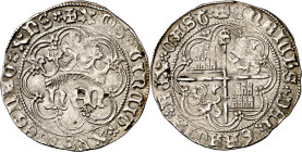 Enrique IV (1454-1474). Sevilla. Real de anagrama. (Imperatrix E4:28.14) (AB. 713). Florones en las intersecciones de la orla en anverso y reverso. 3,...