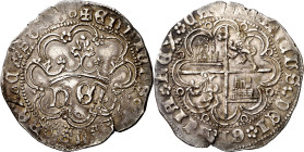 Enrique IV (1454-1474). Sevilla. Real de anagrama. (Imperatrix E4:28.17, mismo ejemplar) (AB. falta). Sin leyenda religiosa. Florones en las intersecc...