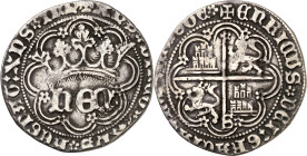 Enrique IV (1454-1474). Sevilla. Real de anagrama. (Imperatrix E4:28.7, mismo ejemplar) (AB. falta). Leones coronados. Florones en las intersecciones ...