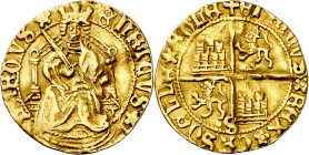 Enrique IV (1454-1474). Sevilla. Medio enrique "de la silla". (Imperatrix E4:4.9, mismo ejemplar) (M.R. 20.19, mismo ejemplar) (AB. falta). Ex Colecci...