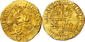 Enrique IV (1454-1474). Sevilla. Medio enrique "de la silla". (Imperatrix E4:4.16, mismo ejemplar) (M.R. falta) (AB. falta). Acuñación floja en alguna...