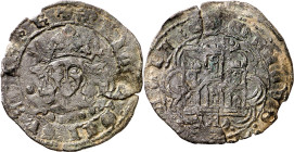 Princesa Isabel (1471-1474). Ávila. Cuartillo. (Imperatrix PY:4.16 (50), mismo ejemplar) (AB. falta). Grietas. Rara. 2,10 g. BC+.