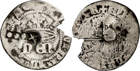 Enrique IV (1454-1474). Segovia. Medio real de anagrama. (Imperatrix CM:B.2.2, mismo ejemplar). Contramarca: X y tres besantes. Cospel algo faltado. R...