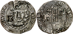 Princesa Isabel (1471-1474). Ávila. Cuartillo. (Imperatrix PY:4.13, mismo ejemplar) (Imperatrix CM:C.T.1 y CM:D.16.1). Contramarcas: T y llave incusas...
