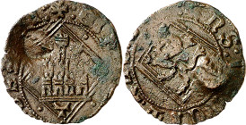 Enrique IV (1454-1474). Toledo. Blanca de rombo. (Imperatrix CM:C.V.6, mismo ejemplar). Contramarca: ¿V latina?. 0,91 g. MBC-.