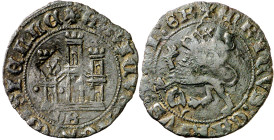 Enrique IV (1454-1474). Burgos. Maravedí. (Imperatrix E4:20.21, mismo ejemplar) (Imperatrix CM:C.Y.1, mismo ejemplar). Contramarca: Y gótica en rombo ...