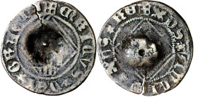 Enrique IV (1454-1474). Segovia. Blanca de rombo. (Imperatrix CM:D.12.1, mismo ejemplar). Contramarca: flor incusa de cuatro pétalos con punto central...