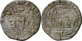 Enrique IV (1454-1474). Córdoba. Cuartillo. (Imperatrix CM:D.16.4, mismo ejemplar). Contramarca: llave incusa. Rara. 2,87 g. MBC-.