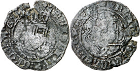 Enrique IV (1454-1474). Guadalajara. Cuartillo. (Imperatrix CM:D.18.2, mismo ejemplar). Contramarca: torre incusa. Rara. 2,09 g. BC+.