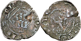 Enrique IV (1454-1474). Segovia. Blanca de rombo. (Imperatrix CM:E.1.4, mismo ejemplar). Contramarca: triángulo incuso. Rara. 1,20 g. BC-.