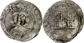 Princesa Isabel (1471-1474). Ávila. Cuartillo. (Imperatrix CM:E.1.5, mismo ejemplar). Contramarca: dos figuras geométricas incusas. Rara. 1,76 g. BC....