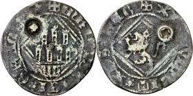 Enrique IV (1454-1474). Segovia. Blanca de rombo. (Imperatrix CM:E.5.4, mismo ejemplar). Contramarca: aspa en círculo incuso. Rara. 0,91 g. BC.