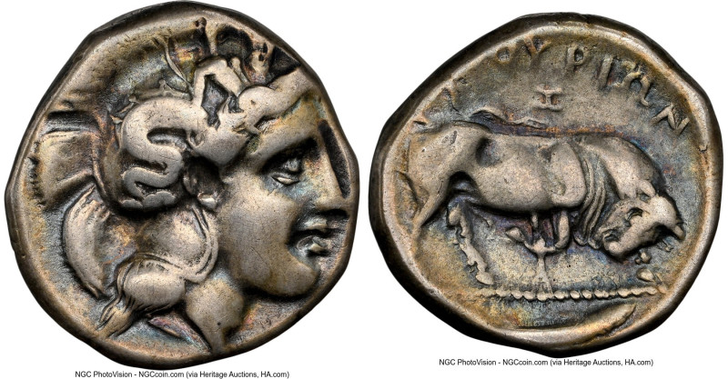 LUCANIA. Thurium. Ca. 350-300 BC. AR stater (21mm, 7.61 gm, 3h). NGC Choice Fine...