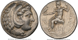 MACEDONIAN KINGDOM. Alexander III the Great (336-323 BC). AR tetradrachm (25mm, 17.15 gm, 8h). NGC Choice VF 5/5 - 2/5, graffito. Late lifetime or ear...