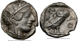 ATTICA. Athens. Ca. 440-404 BC. AR tetradrachm (24mm, 17.13 gm, 4h). NGC AU 4/5 - 2/5, test cut. Mid-mass coinage issue. Head of Athena right, wearing...