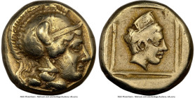 LESBOS. Mytilene. Ca. 412-378 BC. EL sixth-stater or hecte (11mm, 2.50 gm, 9h). NGC VF 5/5 - 3/5, marks. Head of Athena right wearing crested Attic he...