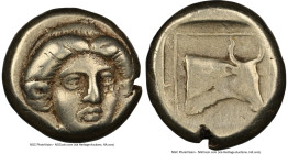 LESBOS. Mytilene. Ca. 412-378 BC. EL sixth-stater or hecte (11mm, 2.53 gm, 2h). NGC VF 4/5 - 3/5, brushed. Head of Io facing, turned slightly right, h...