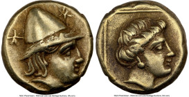 LESBOS. Mytilene. Ca. 377-326 BC. EL sixth-stater or hecte (11mm, 2.53 gm, 11h). NGC Choice VF 4/5 - 3/5, brushed. Head of young Cabeirus right, weari...