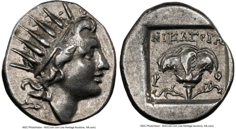 CARIAN ISLANDS. Rhodes. Ca. 88-84 BC. AR drachm (15mm). NGC VF. Plinthophoric st...