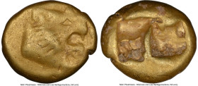 LYDIAN KINGDOM. Alyattes or Walwet (ca. 610-546 BC). EL sixth-stater or hecte (10mm, 2.39 gm). NGC Fine 4/5 - 4/5. Lydo-Milesian standard. Sardes (?) ...