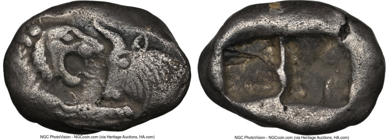 LYDIAN KINGDOM. Croesus (561-546 BC). AR half-stater or siglos (16mm, 5.23 gm). ...