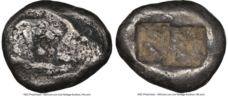LYDIAN KINGDOM. Croesus (561-546 BC). AR third-stater (12mm, 3.53 gm). NGC Choic...