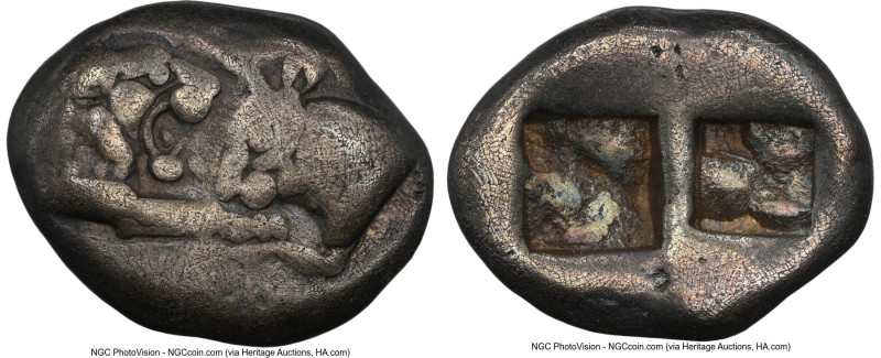 LYDIAN KINGDOM. Croesus (561-546 BC). AR third-stater (15mm, 3.47 gm). NGC Fine ...