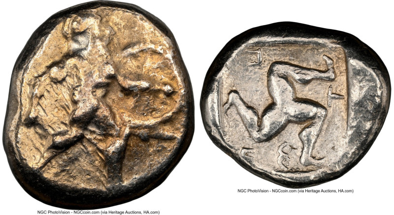 PAMPHYLIA. Aspendus. Ca. mid-5th century BC. AR stater (21mm, 3h). NGC VF. Helme...