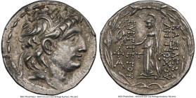SELEUCID KINGDOM. Antiochus VII Euergetes (Sidetes) (138-129 BC). AR tetradrachm (29mm, 12h). NGC XF. Posthumous issue of Cappadocian Kingdom, under A...