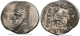 PARTHIAN KINGDOM. Mithradates II (ca. 121-91 BC). AR drachm (21mm, 1h). NGC AU. Rhagae or Ecbatana, ca. 96/5-93/2 BC. Diademed, draped bust of Mithrad...