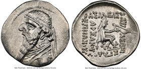 PARTHIAN KINGDOM. Mithradates II (ca. 121-91 BC). AR drachm (20mm, 12h). NGC AU. Rhagae or Ecbatana, ca. 109-96/5 BC. Diademed, draped bust of Mithrad...