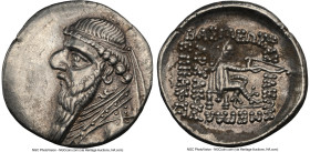 PARTHIAN KINGDOM. Mithradates II (ca. 121-91 BC). AR drachm (19mm, 12h). NGC Choice XF, brushed. Rhagae or Ecbatana, ca. 109-96/5 BC. Diademed, draped...